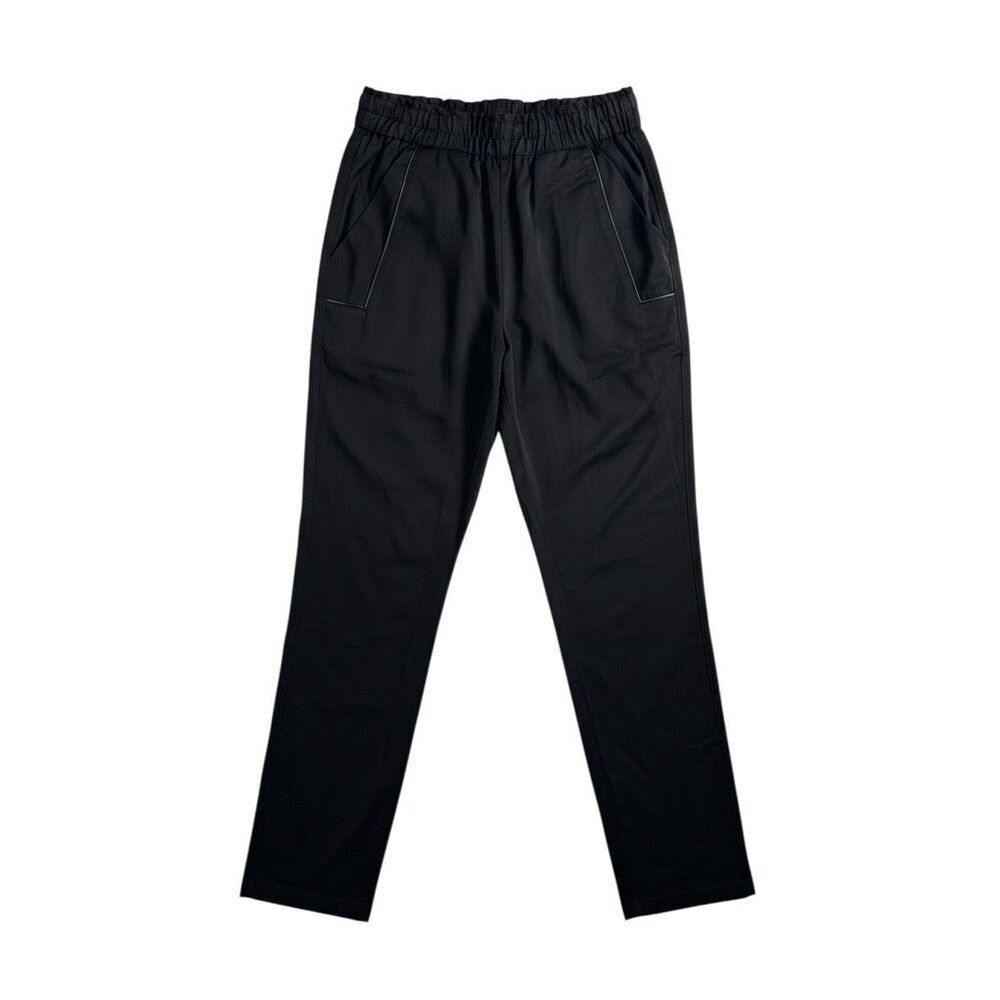 Elaine Kim Satin Jogger Pants Black Pull On Size Small Luxe Shiny